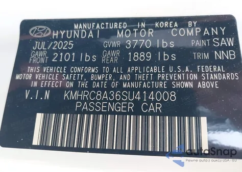 2025 Hyundai Venue Sel z USA, uszkodzony, nr VIN KMHRC8A36SU414008